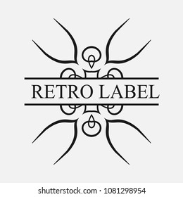 Retro ornamental label logo. Vintage luxury logotype for design of labels