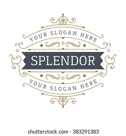 Retro ornamental logo calligraphic template for luxury restaurant, cafe, hotel business.