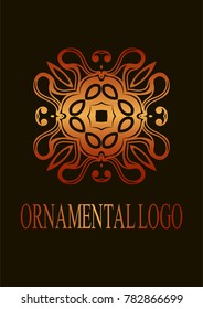 Retro ornamental logo. Flourished ornate emblem. Luxury elegant ornament. Vintage element. Template for design. Vector illustration