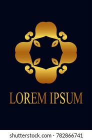 Retro ornamental logo. Flourished ornate emblem. Luxury elegant ornament. Vintage element. Template for design. Vector illustration