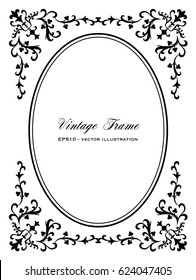 Retro ornamental oval frame. Vector Illustration