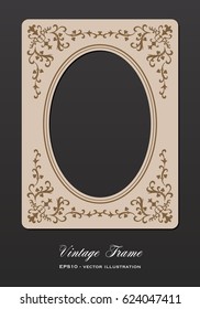 Retro ornamental oval frame. Vector Illustration