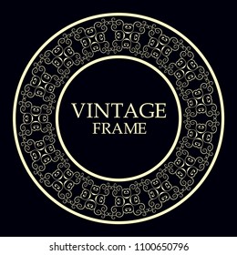 Retro ornamental round frame, Circular ornament design element