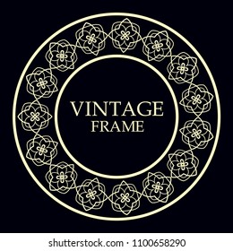 Retro ornamental round frame, Circular ornament design element
