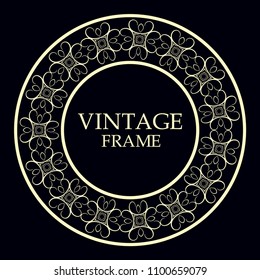 Retro ornamental round frame, Circular ornament design element