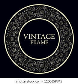 Retro ornamental round frame, Circular ornament design element