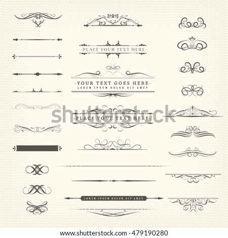 Retro Ornaments And Decorations Set/
Illustration of a set of retro ornate, frames, banners, floral patterns and design separation lines