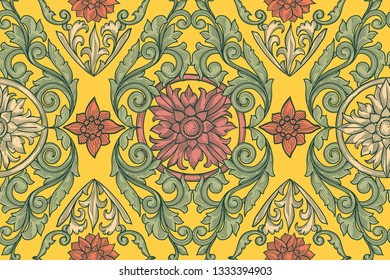 Retro ornate decorative seamless pattern