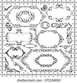 Retro ornate design set isolated on white