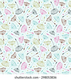 Retro ornate endless pattern. Seamless decorative texture with flowers. Background with fluff