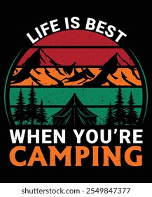 Retro Outdoor Adventure T-Shirt with Life is Best When You’re Camping
