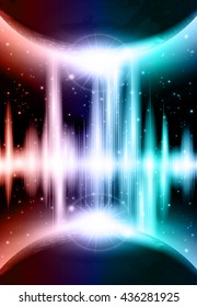 A retro outer space background with planets, sky and stars. Layered.