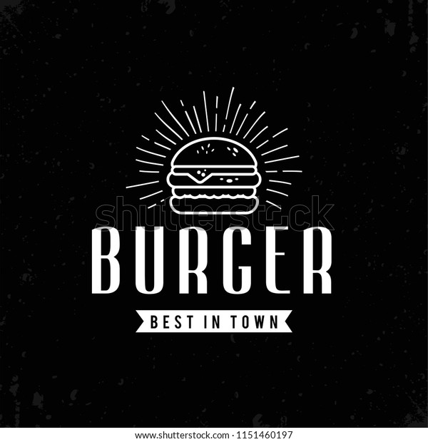 Retro Outline Burger Illustration Fast Food Stock Vector Royalty