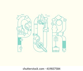 Retro Outline Graphic Font - P Q R