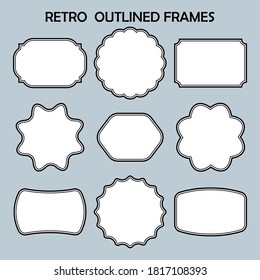 Retro Outlined Frames, Retro Border Vector