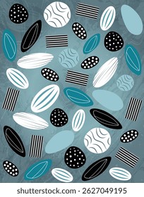 Retro Oval and Stripe Geometric Pattern