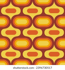 Retro ovals Atomic style ogee in bright autumn colors yellow brown