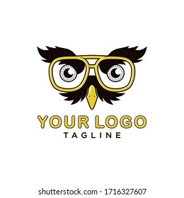 Retro Owl Logo: Owl Logo With Retro Glasses 