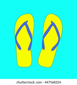 Retro pair of flip-flops. Vector illustration.