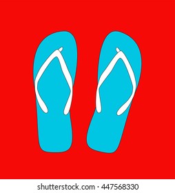 Retro pair of flip-flops. Vector illustration.