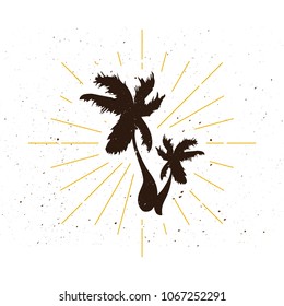 Retro palm silhouette logo. Tropics sign and vintage logotype. Exotic tree icon. Vacation symbol. Vector