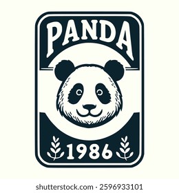 retro panda wild animal print poster vintage vector illustration template design