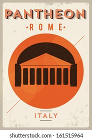 Retro Pantheon - Rome Poster