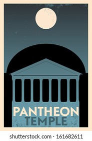 Retro Pantheon Temple Poster