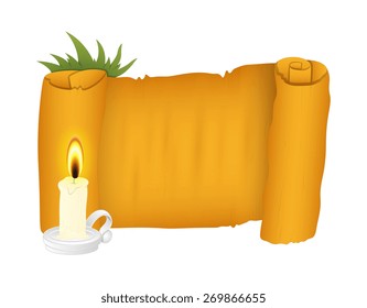 Retro Paper Banner with Candle Vector