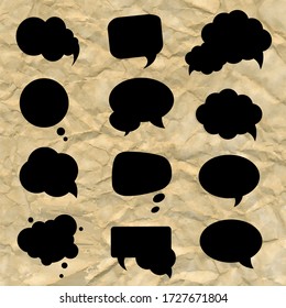 Retro Paper With Black Speech Bubble With Gradient Mesh, Vector Illustration