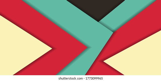 Retro paper cut background, Abstract decoration, triangle shape pattern, flat color, 3d Vector illustration. brown, red, and green Cover template, geometric shapes, modern minimal banner.