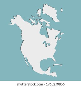 Retro paper cut style of North America map . Vector illustration