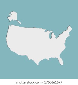 Retro Paper Cut Style Of United States Of America Map, Vector Illustration