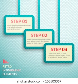 Retro paper infographic option banners. Vector illustration for business and education design. Can be used for workflow layout, diagram, number options, web design.