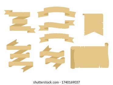 retro paper ribbon and scroll frame set