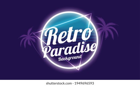 retro paradise 80s style background design