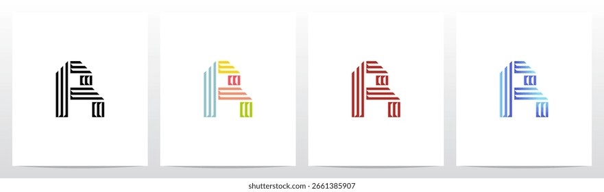 Retro Parallel Lines Letter Initial Alphabet Logo Design R