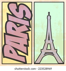 retro paris background, illustration in vector format
