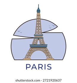 Ilustración retro del logotipo de la Torre Eiffel de París