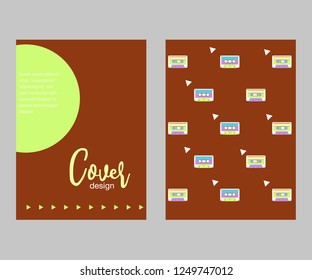 Retro party 80's banner, cover or invitation card with cassete tape. Old style vector poster
