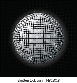 retro party background with disco ball, illustration