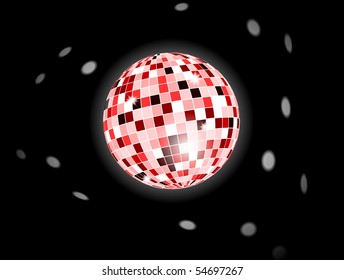 retro party background with disco ball, illustration