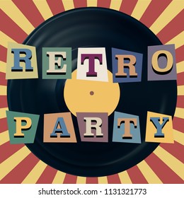 Retro party banner. Vintage vinyl record banner.EPS10