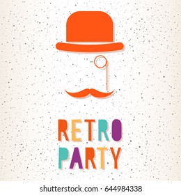 Retro party. Bright illustration for design card, invitation, t shirt, album, scrapbook, poster, banner, menu etc