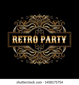 Retro party card,1920s style art deco frame, vintage ornament, twenties, vector illustration