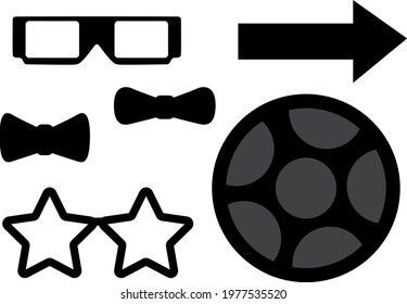 Retro party cinema basis elements for invitations. Birthday celebration in old style