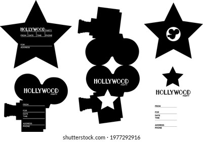 Retro party cinema- invitations basis. Birthday celebration in Hollywood style