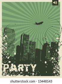 Retro Party City Vector Illustration