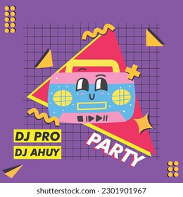 RETRO PARTY DESIGN VECTOR ELEMENT POSTER
