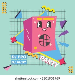 RETRO PARTY DESIGN VECTOR ELEMENT POSTER